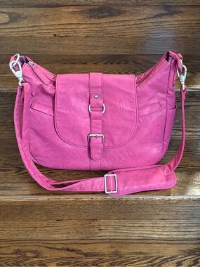 Kelly Moore Vibrant Pink Hobo Carry/Shoulder Removable Basket Camera Diaper Bag